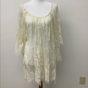 Sheer lace tunic dress